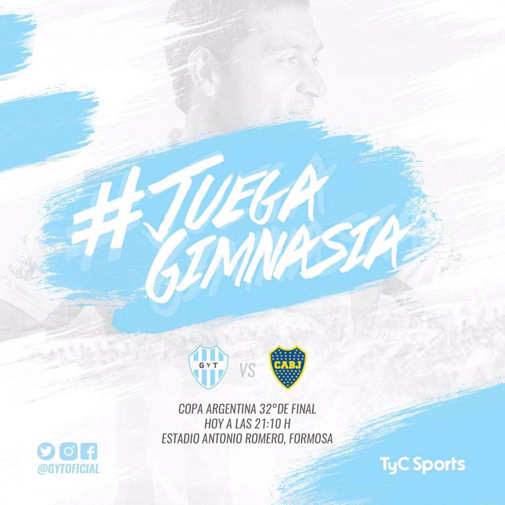 gytoficial's tweet photo. #JuegaGimnasia ⚽ || @Copa_Argentina 
@gytoficial vs @BocaJrsOficial 

#VamosAlbo https://t.co/HEl4lTcfRK