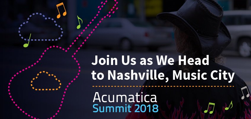 Jon_Roskill's tweet photo. Mark your calendars for @Acumatica's #AcumaticSummit 2018. Hope you'll join us in Music City, in Nashville. https://t.co/NWDtTw5tHV https://t.co/WmAmo9I048
