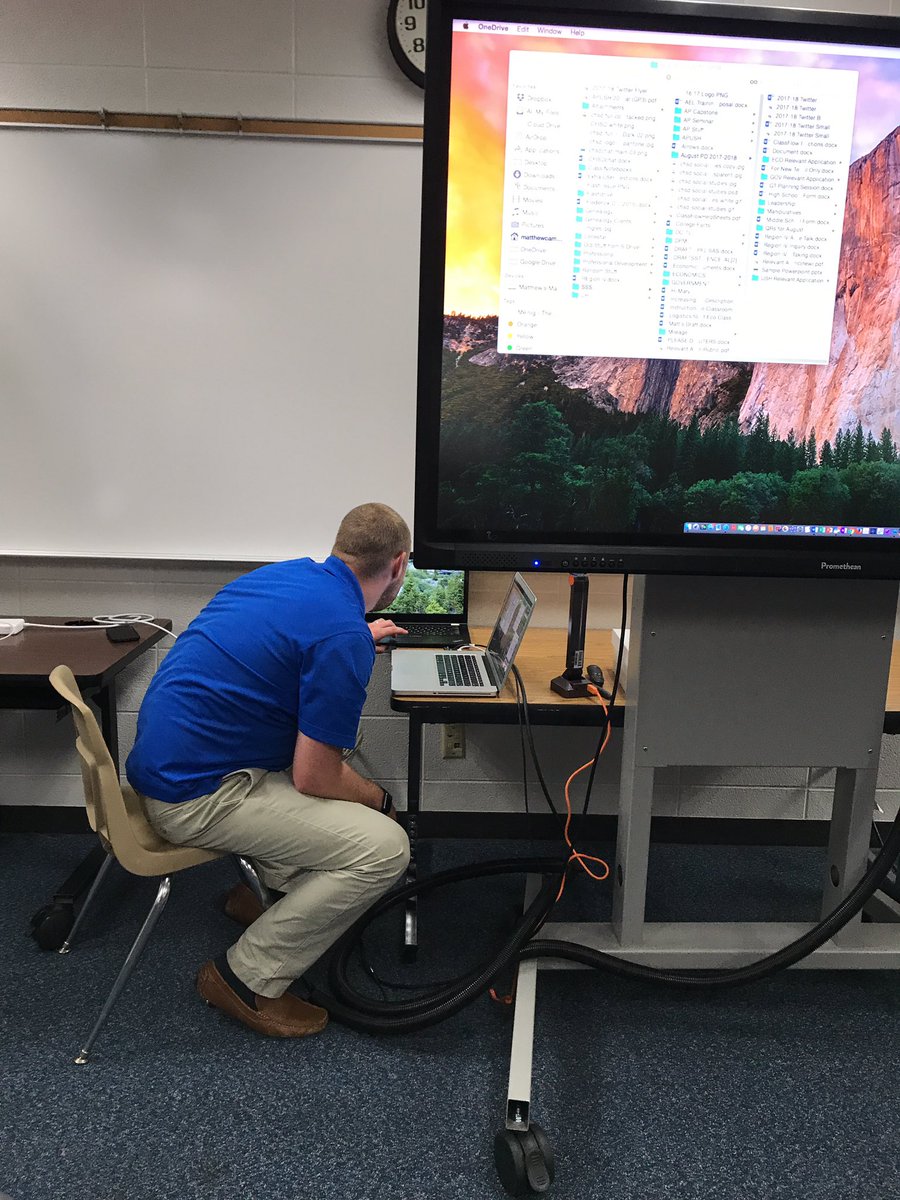 conniewood2018's tweet photo. #CFISDPD4ALL @MrMattCampbell preparing for #classflow session. Crazy morning loading #classflowdesktop! We are ready. Thank you Lilly!!!😊 https://t.co/npnabkGqS6