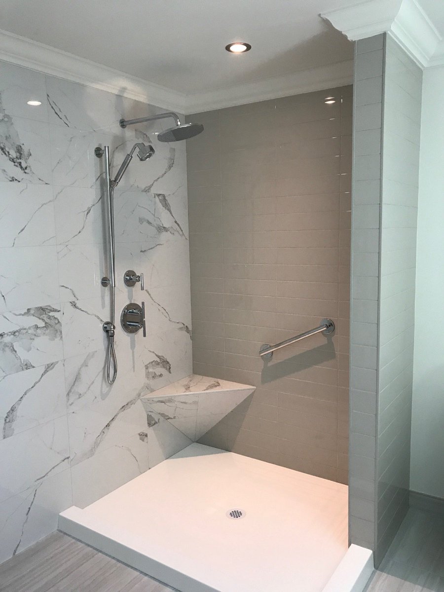 Another beautifully designed and installed shower :-)  Great feel for an open concept home or just to open up your bathroom space.