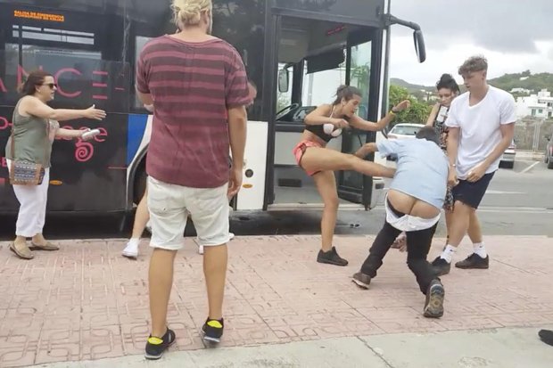 Shock Ibiza bus brawl in front of Brit tourists leaves driver with pants do...