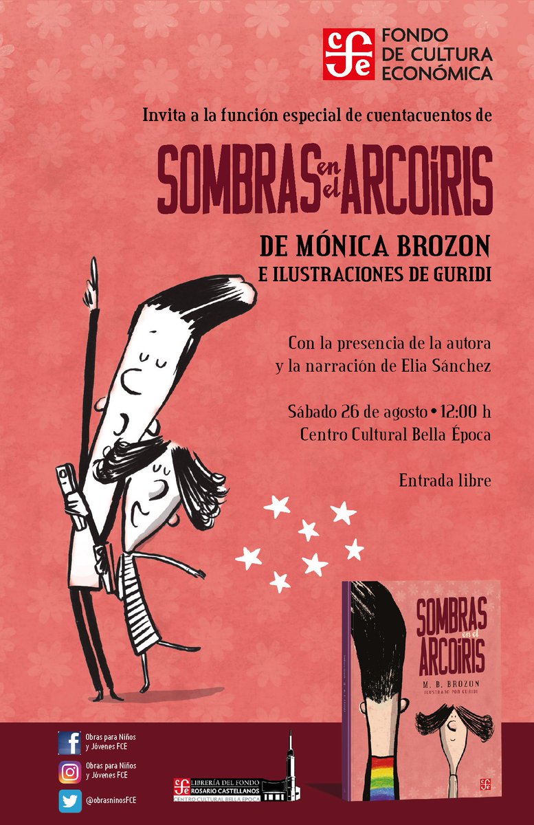 #PorLaMañana del sábado 26 presentaremos "Sombras en el arcoíris", acompañados por la autora #MónicaBrozon. #EntradaLibre