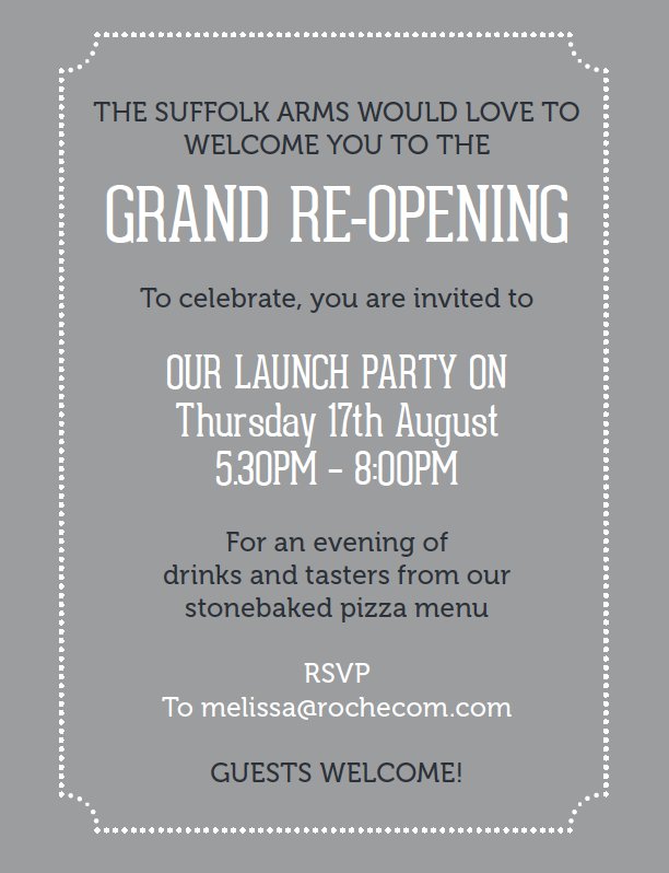 TheSuffolkArms's tweet photo. Yes it may only be Monday. But we're ready for a party! Our grand re-opening party is on Thursday - and you're all invited!  #Cheltenham https://t.co/BM5KSO9WEN