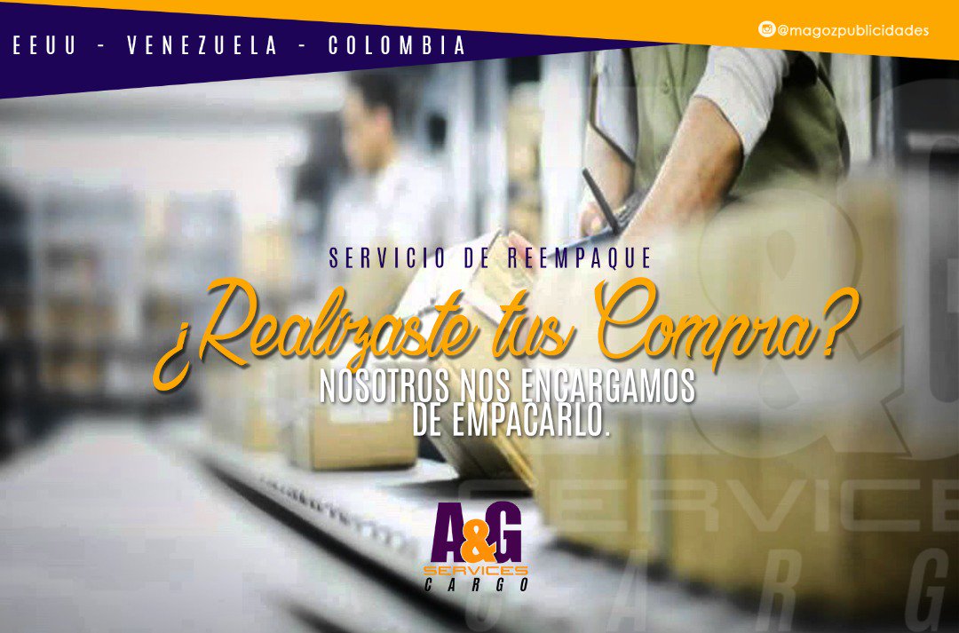 AGServicesIntl's tweet photo. Recibimos todas tus compras y las #reempacamos por ti. Si realizas el #envío con nosotros, este no tendrá ningún costo adicional. https://t.co/RP0ObDemYh