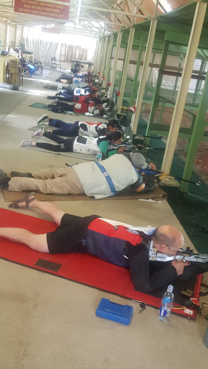 #LA17WPFG Small bore rifle shooters sight in on their targets. Targets are 50 meters away, and smaller then a softball.
