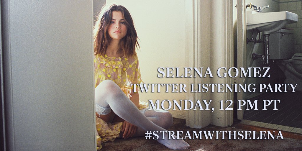 selenagomez's tweet photo. #StreamWithSelena starts in 30 minutes. Get ready to push play on https://t.co/jwzIlxAjIZ on @spotify and tweet me your questions! https://t.co/tY4mosThbM