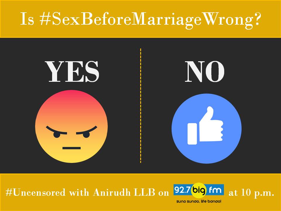 !my #Uncensored sawaal-is #SexBeforeMarriage wrong?-51% in my twitter poll say,yes!either we r too shy to admit or really r traditional!wow!
