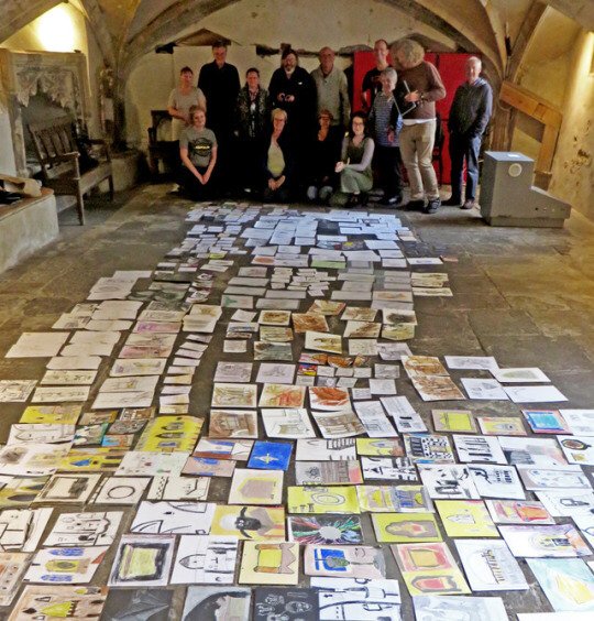 DrawingGroupBri's tweet photo. Preparing for our upcoming #postcardplaces exhibition at @StJohnontheWall &amp; #SaintStephens! #communityart #bristol https://t.co/xwDdh47Nxt