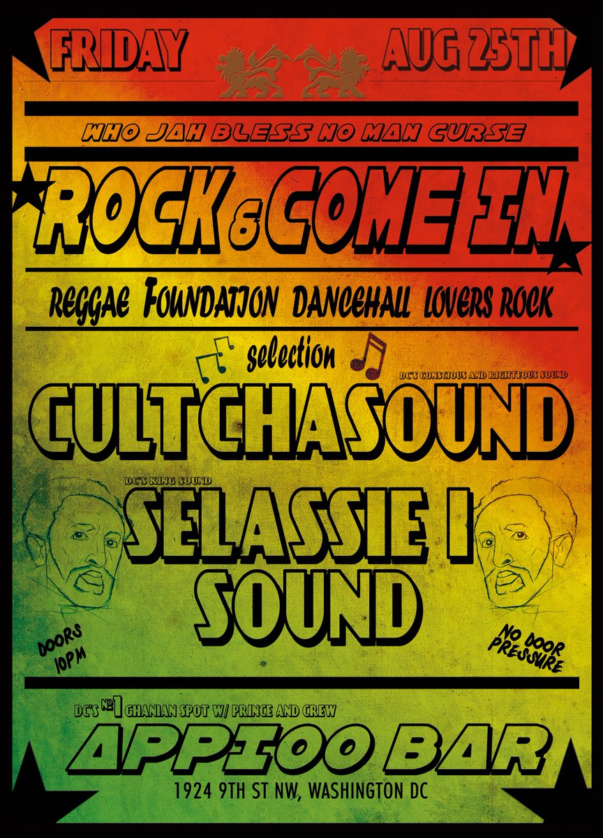 August 25th #reggaemusic #dancehall #foundation #dubs @ #APPIOODC yours truly alongside #selassiesound doors 10pm *no cover #RockandComeIn