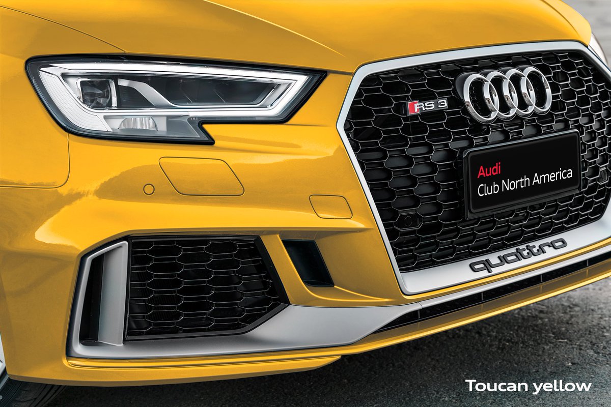 AudiClubofNA's tweet photo. Your RS 3, Your color. Win a 2018 Audi exclusive RS 3 sedan, $25 a ticket #Audi #AudiExclusive #RS3 #ToucanYellow #Y1H #AudiClubNA #ACNA https://t.co/6oTHRXq04R