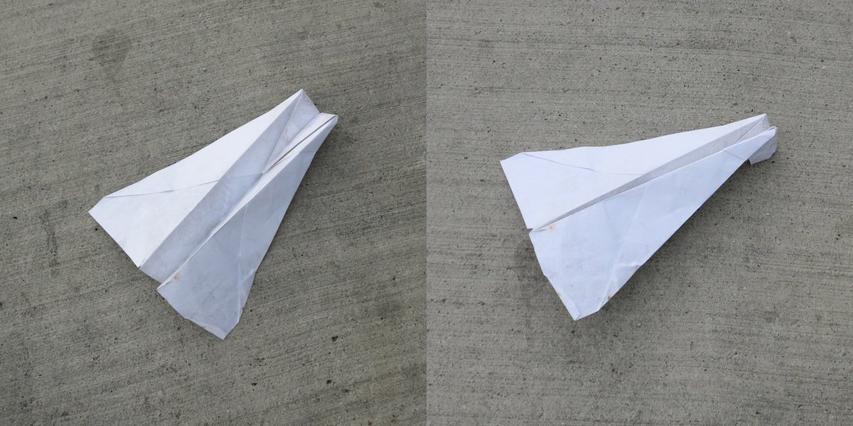 Another 'found' paper plane, this one plucked up on August 13th on a downtown Kitchener street during clean-up after the big Blues Fest.