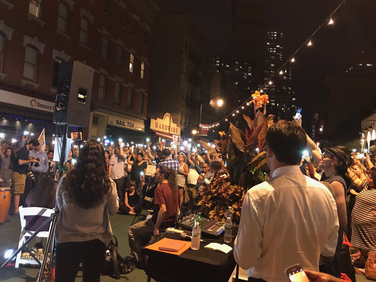 Standing against hate w/#JerseyCity residents. Remembering #HeatherHeyer