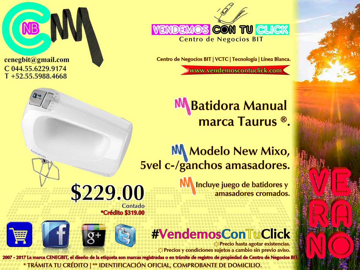 cenegbit's tweet photo. #VendemosConTuClick #LíneaBlanca #Batidora, marca #Taurus®, mod #NewMixo $229 @VendoCDMX @VendoyComproDF @todo_ventasCDMX https://t.co/z4cZmCwrJ0