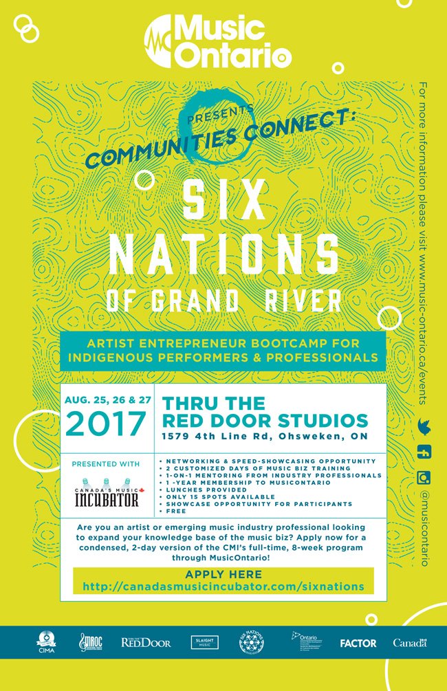ThruTheRed_Door's tweet photo. .@MusicOntario @CMincubator bring Music Bootcamp to 6Nay for Indig Artists and Pros Aug 25 - 27. Apply by Aug 18
https://t.co/fFiZ2sUm3D https://t.co/651Q2QgFXS