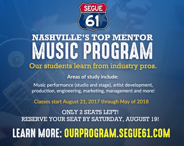 ThatsMyGig's tweet photo. ONLY 2 SPOTS LEFT in NASHVILLE'S ONLY MENTOR-DRIVEN MUSIC CERTIFICATION PROGRAM Segue 61! Apply now... https://t.co/kQuJwqSMge https://t.co/pHdqCT2lDC