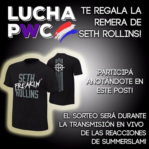LuchaPWCpy's tweet photo. En #LuchaPWC podés ganarte la remera del Arquitecto Seth Rollins! Enterate cómo participar en este enlace: https://t.co/urugDXRHoB https://t.co/Hoa13rJ0rR