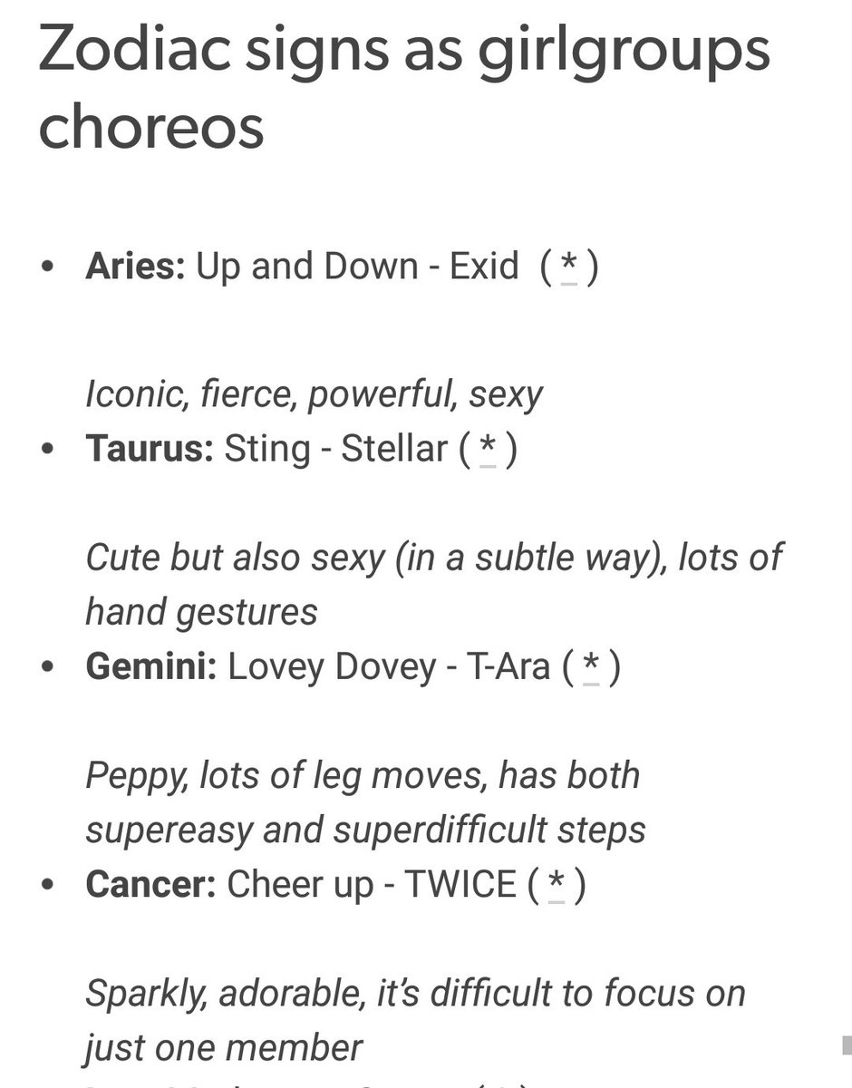 zodiac signs as girlgroups choreos.