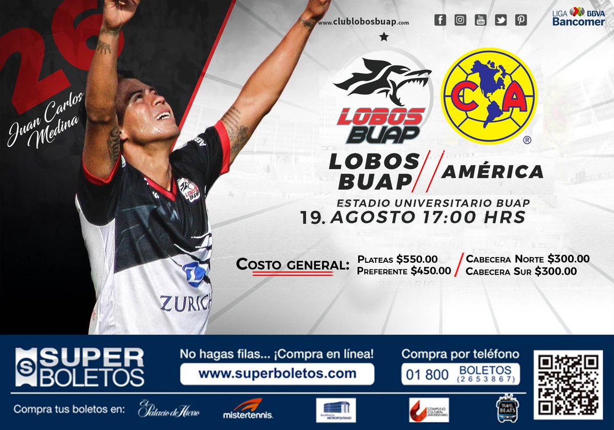 LobosBuapMX's tweet image. Adquiere tus boletos para nuestro partido contra @ClubAmerica.
#LlegamosParaQuedarnos