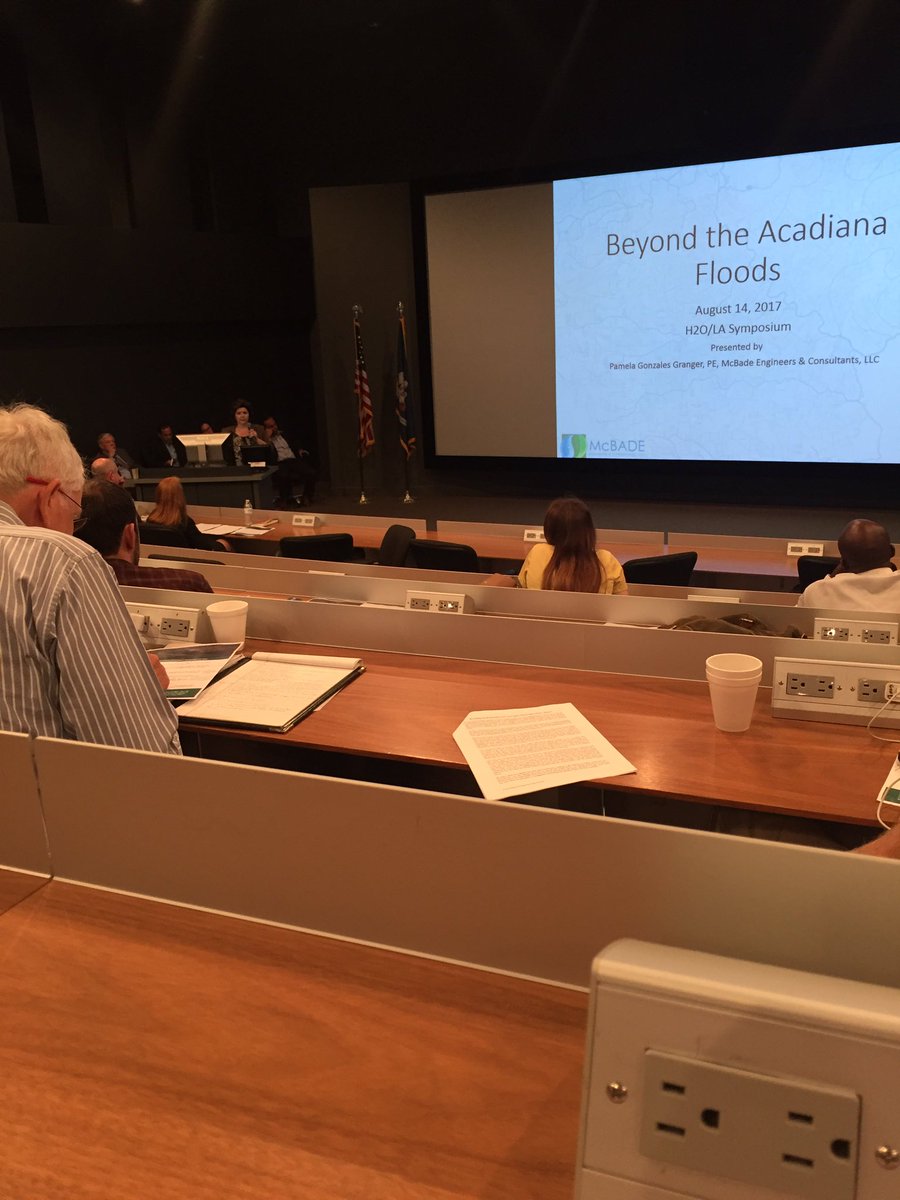Kschottespinoza's tweet photo. Youngsville city engineer talking 2016 August flood event and risk reduction at #H2OLA at Lite Center. Up next, LCG Public Works. https://t.co/E6E4KhG8JC