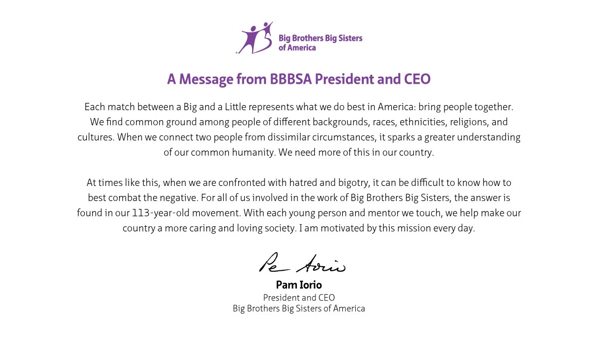 BBBSA's tweet photo. Our President and CEO, @PamIorio, shares what motivates us, even in the most challenging times. https://t.co/f5pgZ4yeMk