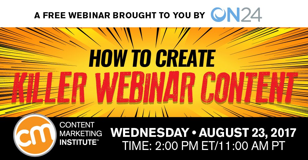 CMIContent's tweet image. How to Create Killer Webinar Content [webinar with @ON24's @4markb] cmi.media/e9kj