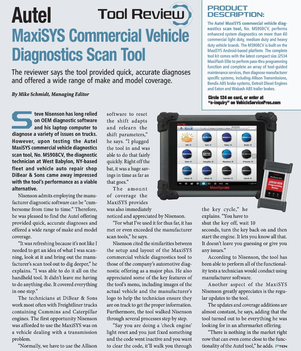 Thank you @PTENmagazine & Professional Distributor for sharing your interview/review with DiBear&Sons of our MS908CV scan tool!