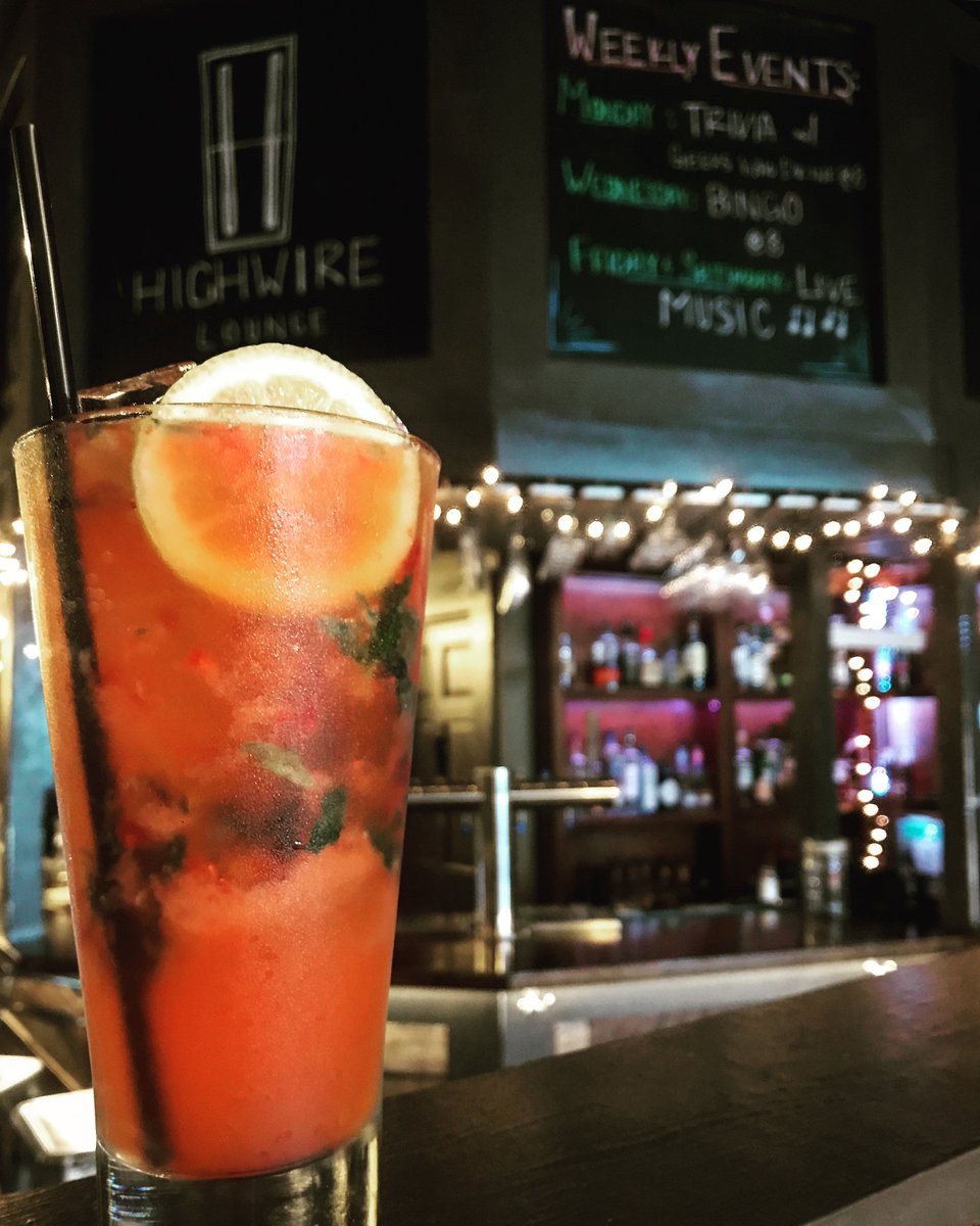 highwirelounge's tweet photo. Mixology 1001 is in session tonight with this Strawberry-Lemon Mojito! Only $5 until 8! 
TRIVIA TONIGHT AT 8 PM! 🤓✏️ https://t.co/ryD3SmU9bK