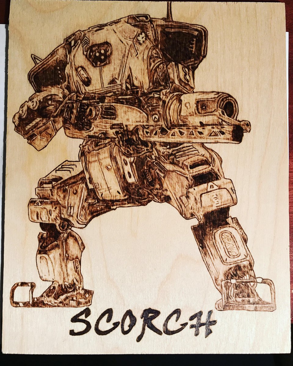 Respawn's tweet photo. Hope everyone had a great weekend! Let's kick off this week with this fantastic wood burned Scorch piece by Cajunbelle11 via reddit. https://t.co/ev5ovDbTwf