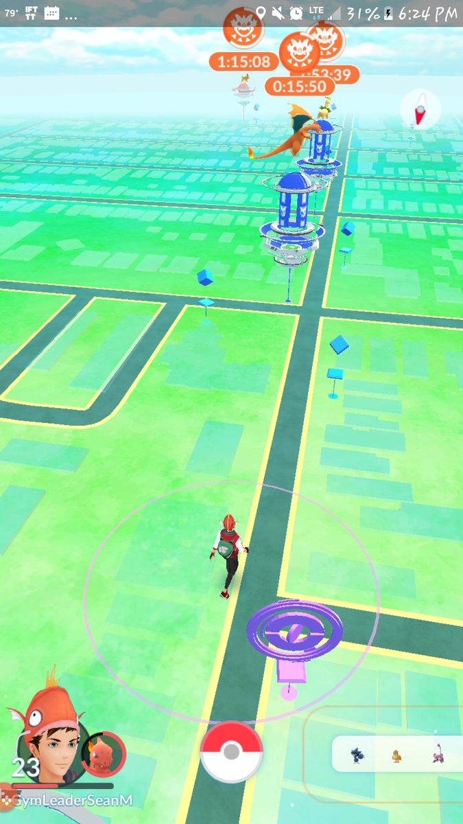 PokemonGoBuff's tweet image. There is a line of raids @ElmwoodVillage #ineedhelp