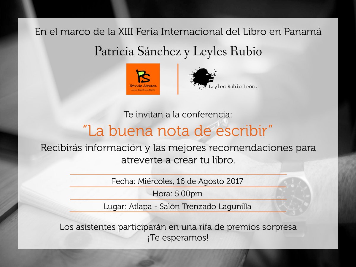 checherule's tweet photo. Estaré este miércoles 16 (5pm) en la #FILPANAMA2017 dando consejos sobre cómo crear libros #escribetulibro https://t.co/Dxn1nASOO9