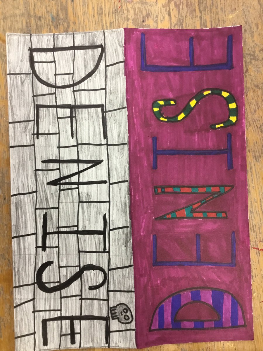 SerranoMariza's tweet photo. Opposite personality name tag. Students use art elements to express themselves.#gobmsbulldogs https://t.co/unzfiSvr8B
