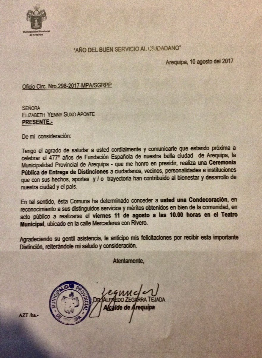 PeruBeer's tweet photo. Un gran Orgullo por haber sido Reconocida por la Municipalidad de Arequipa y su Alcalde Dr. Alfredo Zegarra, Gracias AQP, Familia y Amigos! https://t.co/d5IpRBcn1r