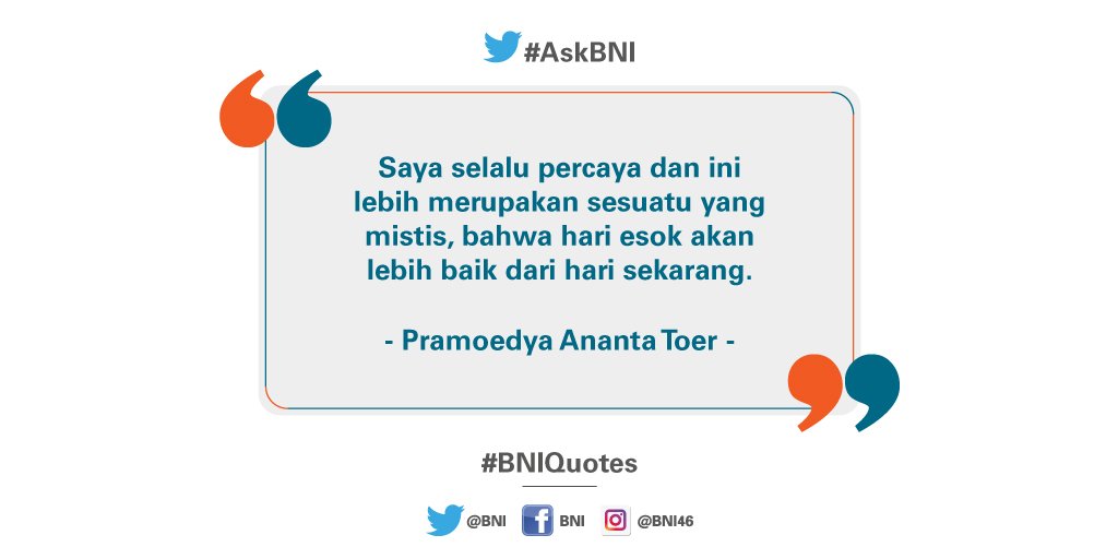 BNI's tweet photo. Tetaplah semangat untuk melewati hari ini. #BNIQuotes https://t.co/KiXiSEen4a
