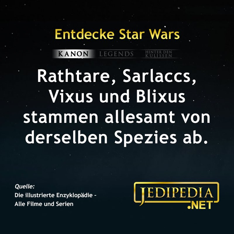 Aber wie soll das gehen?!?
https://www.jedipedia.net/wiki/Rathtar
#Jedipedia #EntdeckeStarWars #Rathtar #Sarlacc #Vixu #Blixu #Ancestor #WTF #Exobiology