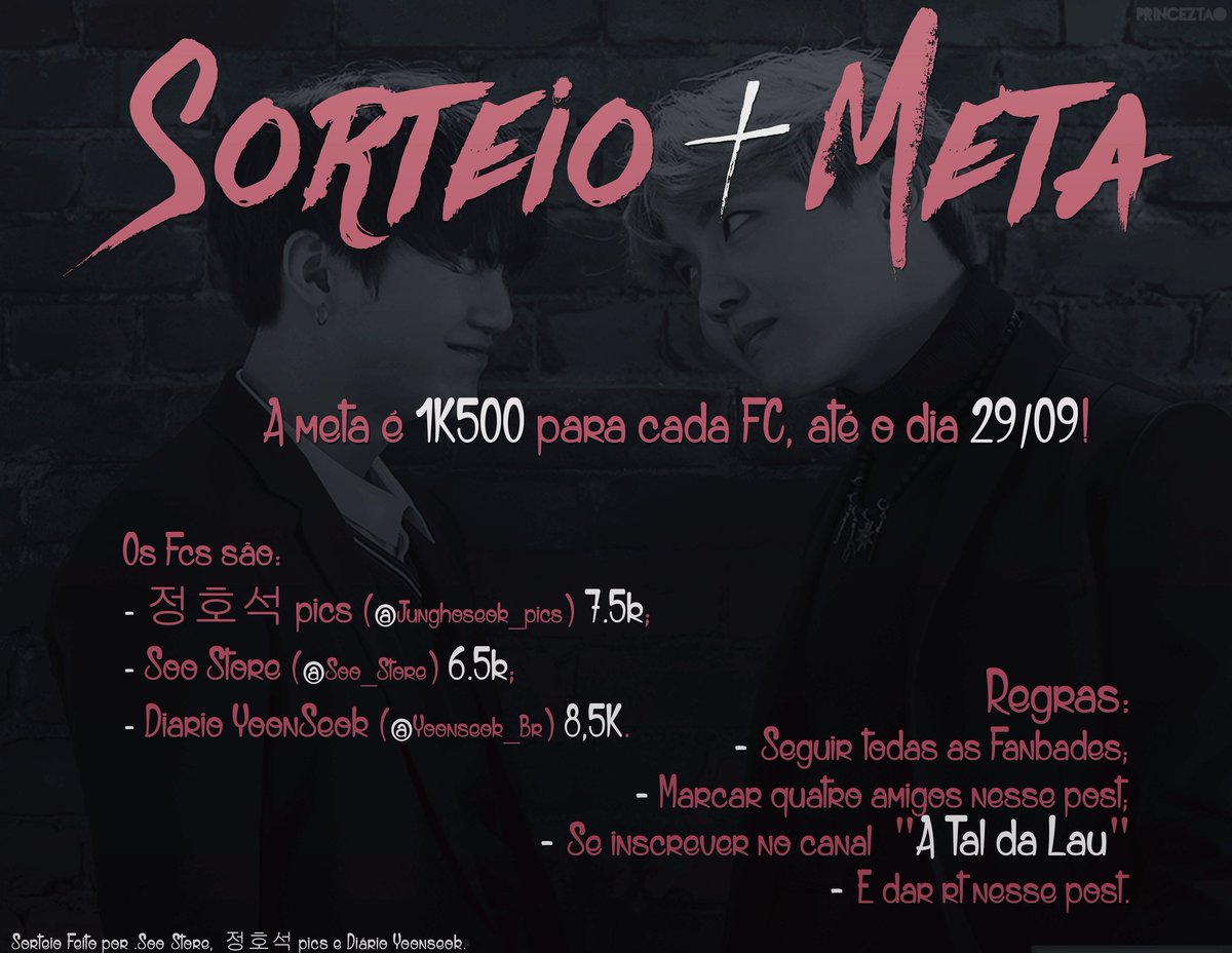 yoonseok_br's tweet photo. 🍀SORTEIO + META🍀
Meta de 1.5k para cada FC,vcs conseguem? 🌚 Boa Sorte 💕

Link do canal: https://t.co/OHHrSKMJuC https://t.co/xYqgLYR5Er