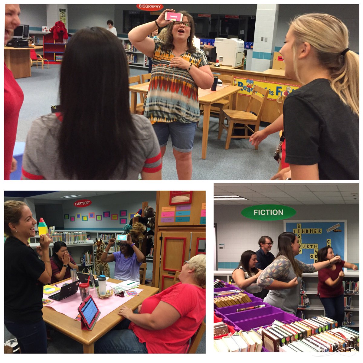 WardStarsCCISD's tweet photo. Nothing better than starting the day with our staff by filling the library with laughter by playing Charades! #WardStars #GameChangers https://t.co/e2xF9TM9yY