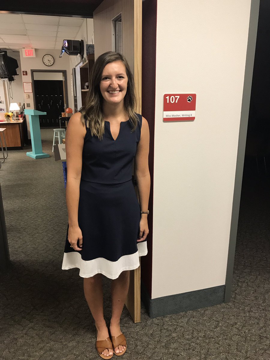 MrsTroxel_BHMS's tweet photo. Great 1st day in Writing Workshop! Even though I'm not a student anymore, Mom still requests a first-day-of-school photo😊 #BHMSDfirstday https://t.co/kbk1pobHIG