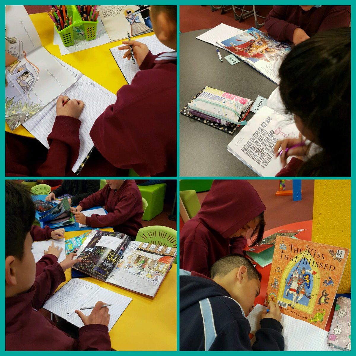 melbrinky's tweet photo. Searching through picture books for vocabulary to enhance our writing #writelikeawriter @Kegabry https://t.co/1HBv87Vs0o