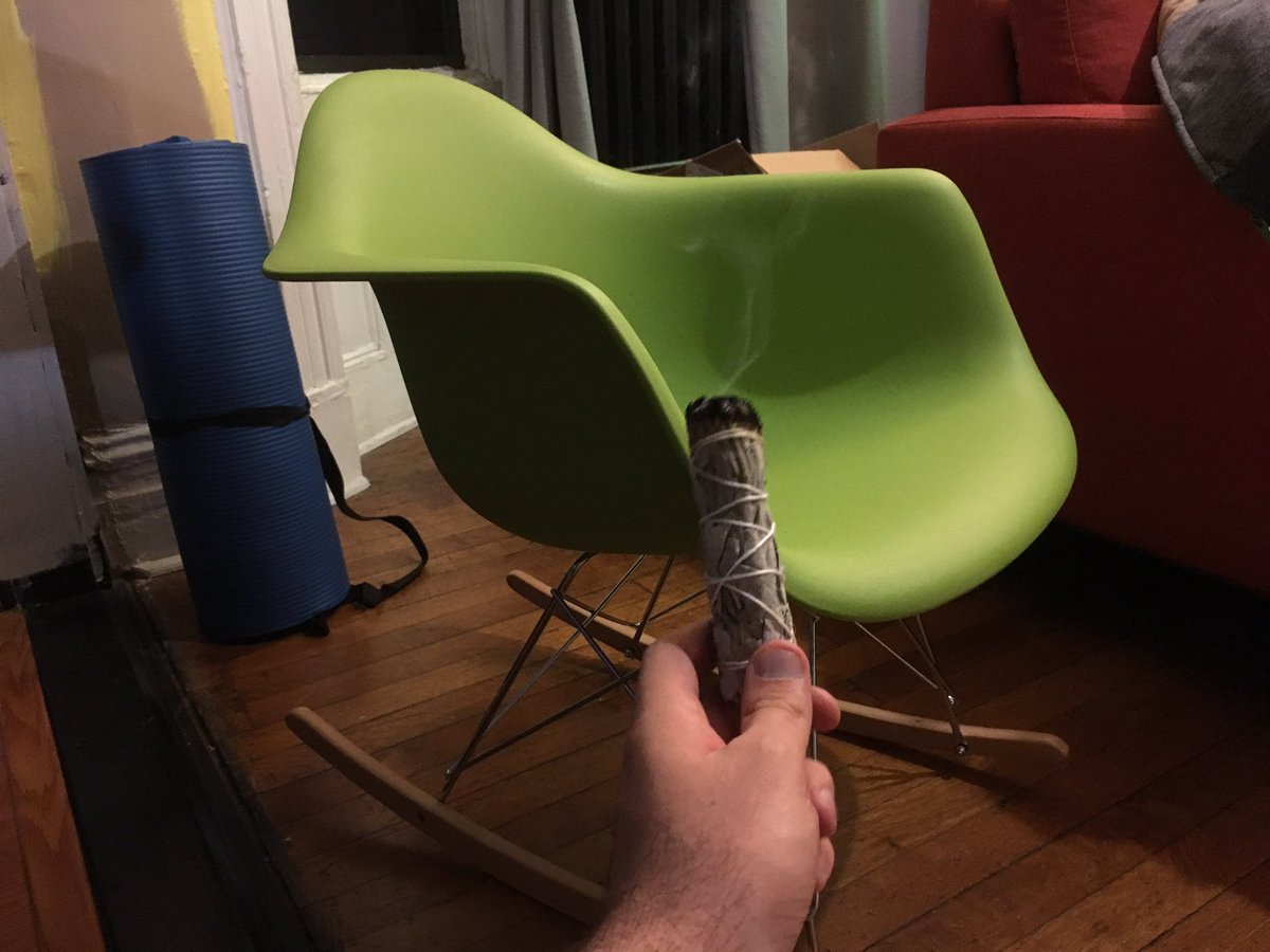 adamtotscomix's tweet image. Saging the hall, and definitely saging the hell out of this rocking chair.