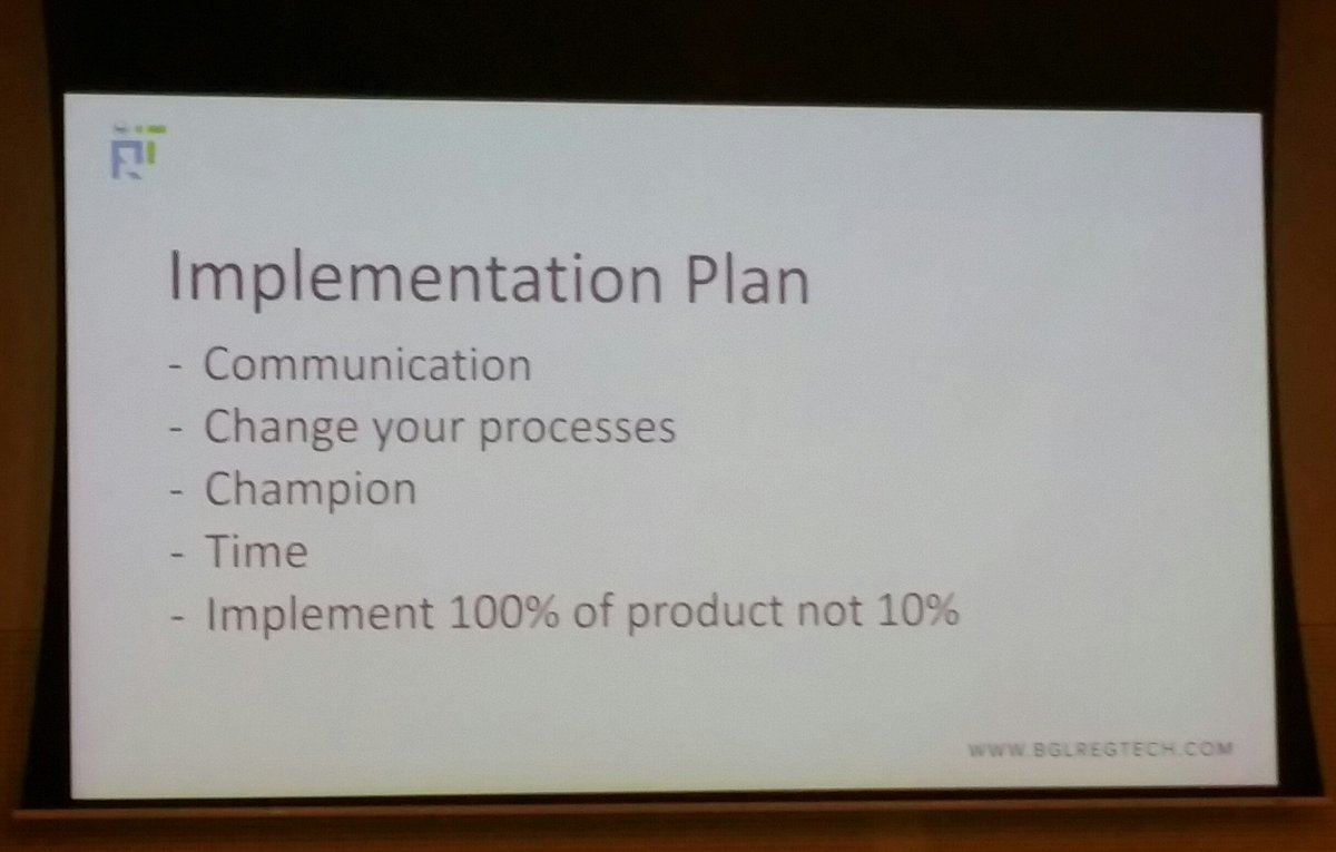 PaszkoAndrew's tweet photo. Just buying a software won't solve problems if it is not implemented correctly #protip @BGLRegTech #BGLRegTech17 @growthwise https://t.co/sOX9oDqcME