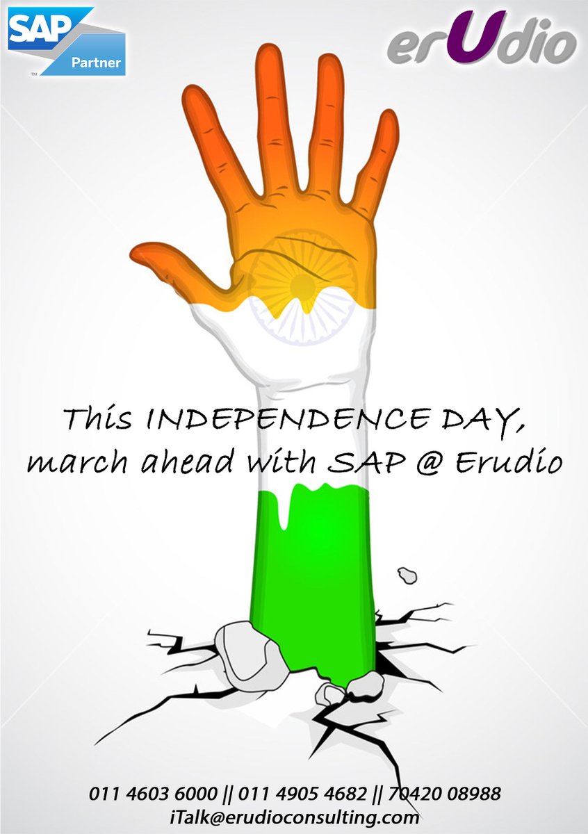 erudioeducation's tweet photo. As India completes 70 years of Independence, let's pledge to take our country to greater heights. Happy #Independence Day. #Jai #Hind #SAP https://t.co/4SgUh2D2ui