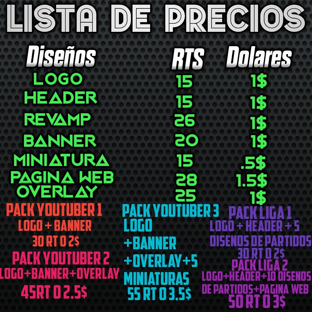 Joker_Designer_'s tweet photo. La nueva lista de precios:
Si quieren pueden pedirme un pack personalizado donde me digas que quieren que traiga y yo les dire cuanto cuesta https://t.co/XsGsGktPim