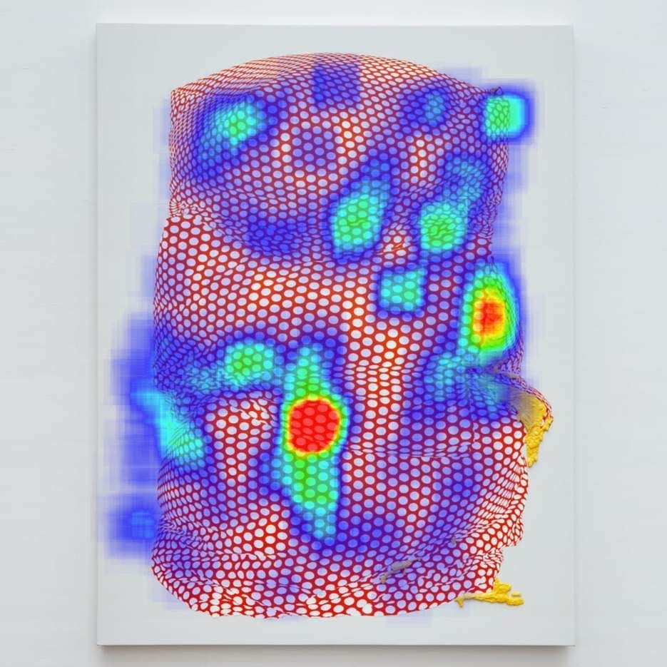 alexdodgenyc's tweet photo. Another #heatmap of me looking at my painting "Monument". This painting will be on view at the #pizzuticollection in Columbus this November… https://t.co/NS6budqn9E