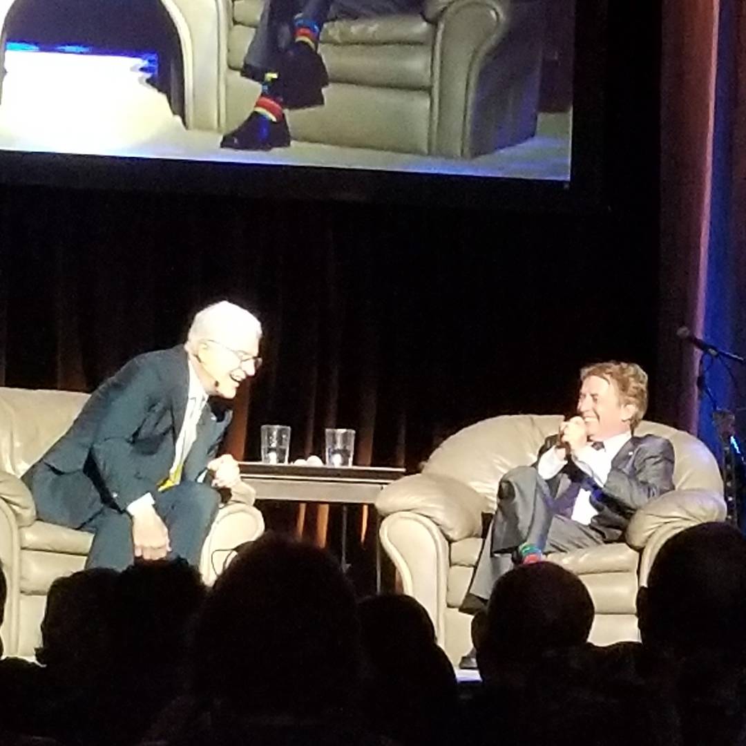 danbacc's tweet photo. @SteveMartinToGo thought you might like this picture. Two comedic geniuses and good friends enjoying what the do at "Comerica" stadium. https://t.co/RRQlZBQjrU
