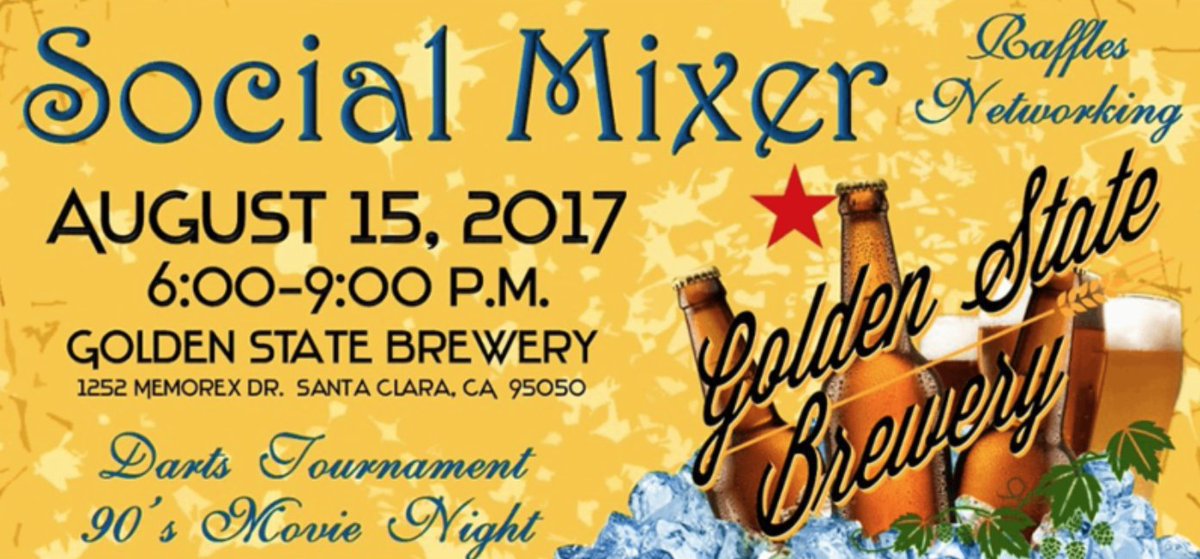 The Chamber and <a href="/svyp/">Silicon Valley YP</a> are hosting a social mixer <a href="/brewgoldenstate/">Golden State Brewery</a> tomorrow from 6-9pm. See you there! #network