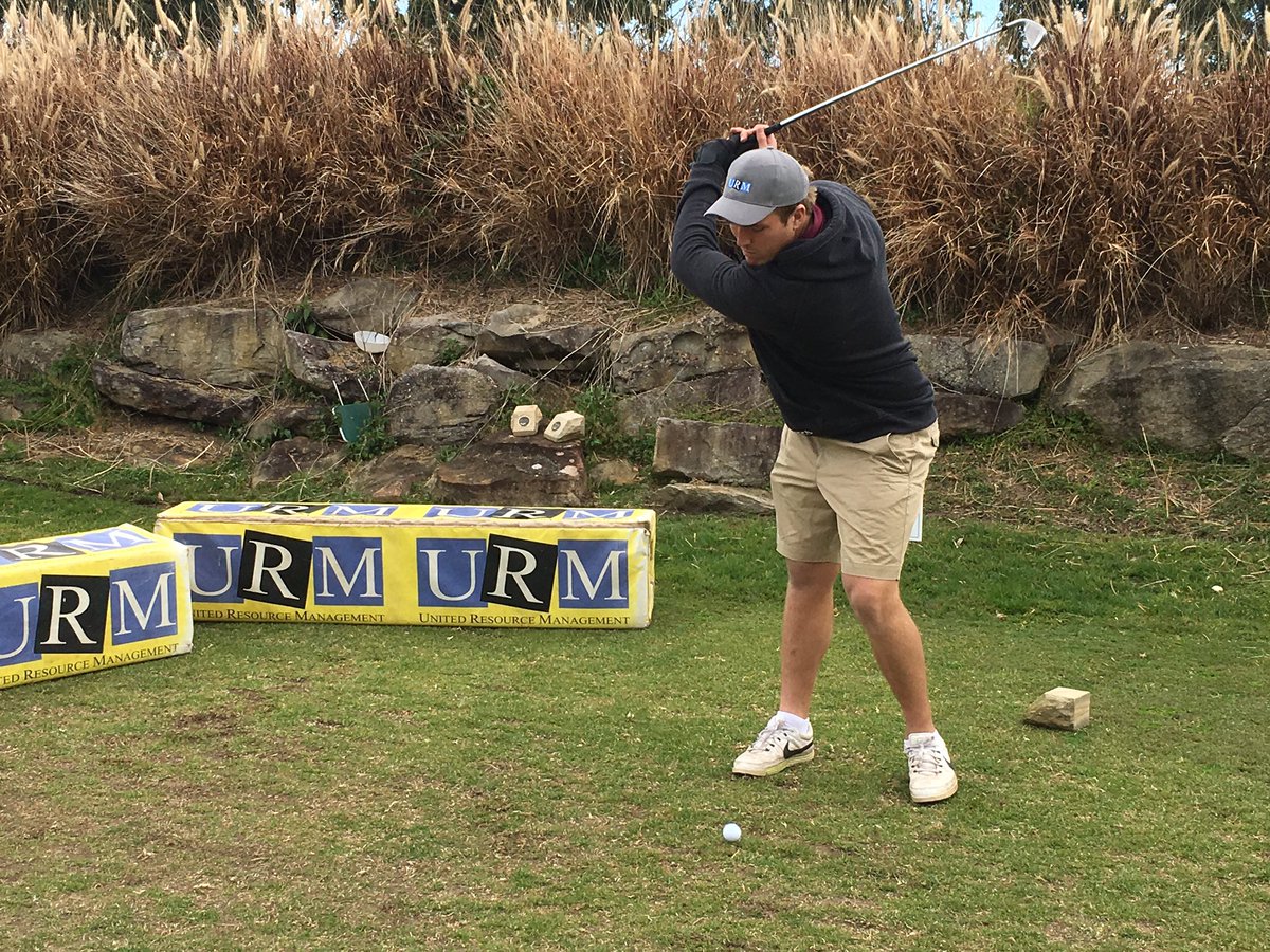 Jake Trbojevic teeing off at the <a href="/URM_Group/">URM Group</a> 9th hole at <a href="/MonashCountryCl/">Monash Country Club</a> today for our annual corporate golf day.