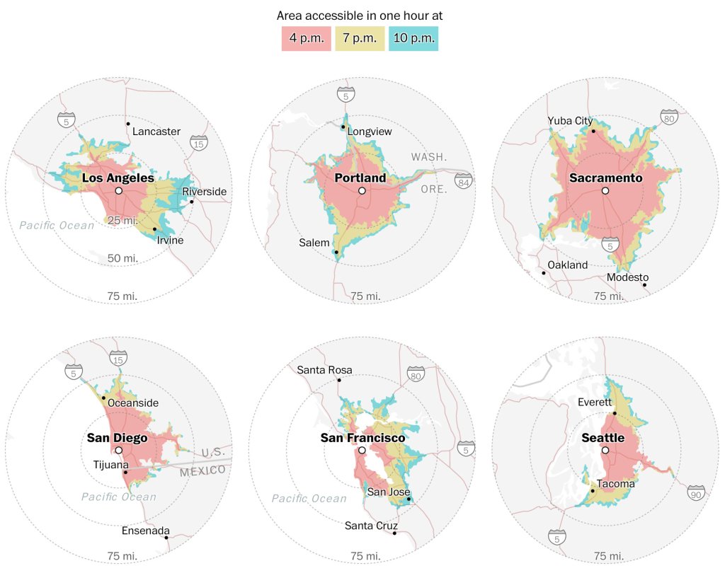 flowingdata's tweet photo. How far you can drive out of the city in one hour https://t.co/2FaqjjeAZY https://t.co/3iTYK76Uua