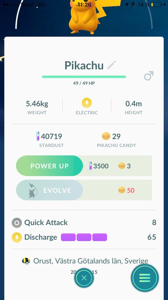 Shiny Pikachu - Pokemon Go