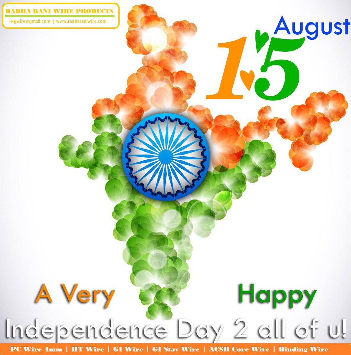 radharaniwire's tweet photo. Happy Independence Day....🇮🇳 
#IndependenceDayIndia #IndiaAt71 #JaiHind  #PCWire #GIWire  #Manufacturer #Jaipur #Rajasthan https://t.co/l3MJ3uYgt5