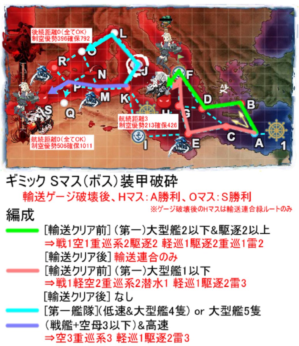 ウィル E6編成情報 輸送ゲージでは水上 機動連合輸送がおススメ ギミック解除では 輸送連合 で Bマス に行かなければいけません 解除後の戦力ゲージは道中ケアをマシマシで行きましょう ボスは殴っていれば落ちてます あと戦力ゲージ側の基地航空